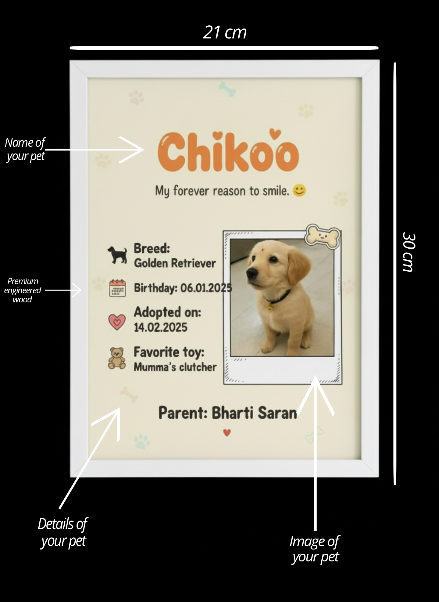 WHITE PERSONALIZED PHOTO FRAME